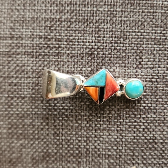 NWOT Native American Navajo Multi-stone Inlay Pendant 💙🧡🎁 - Picture 3 of 9